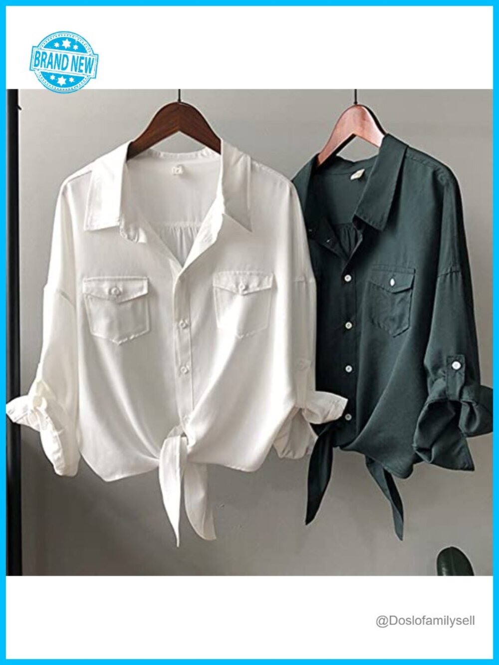 Loose Fit 3/4 Sleeve Tie Front Office Blouse - Picture 4 of 6